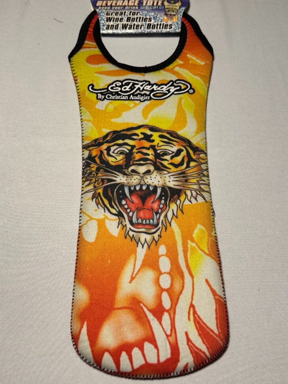 Ed Hardy Tiger Beverage Tote Wine Water Bottle Insulator NWT